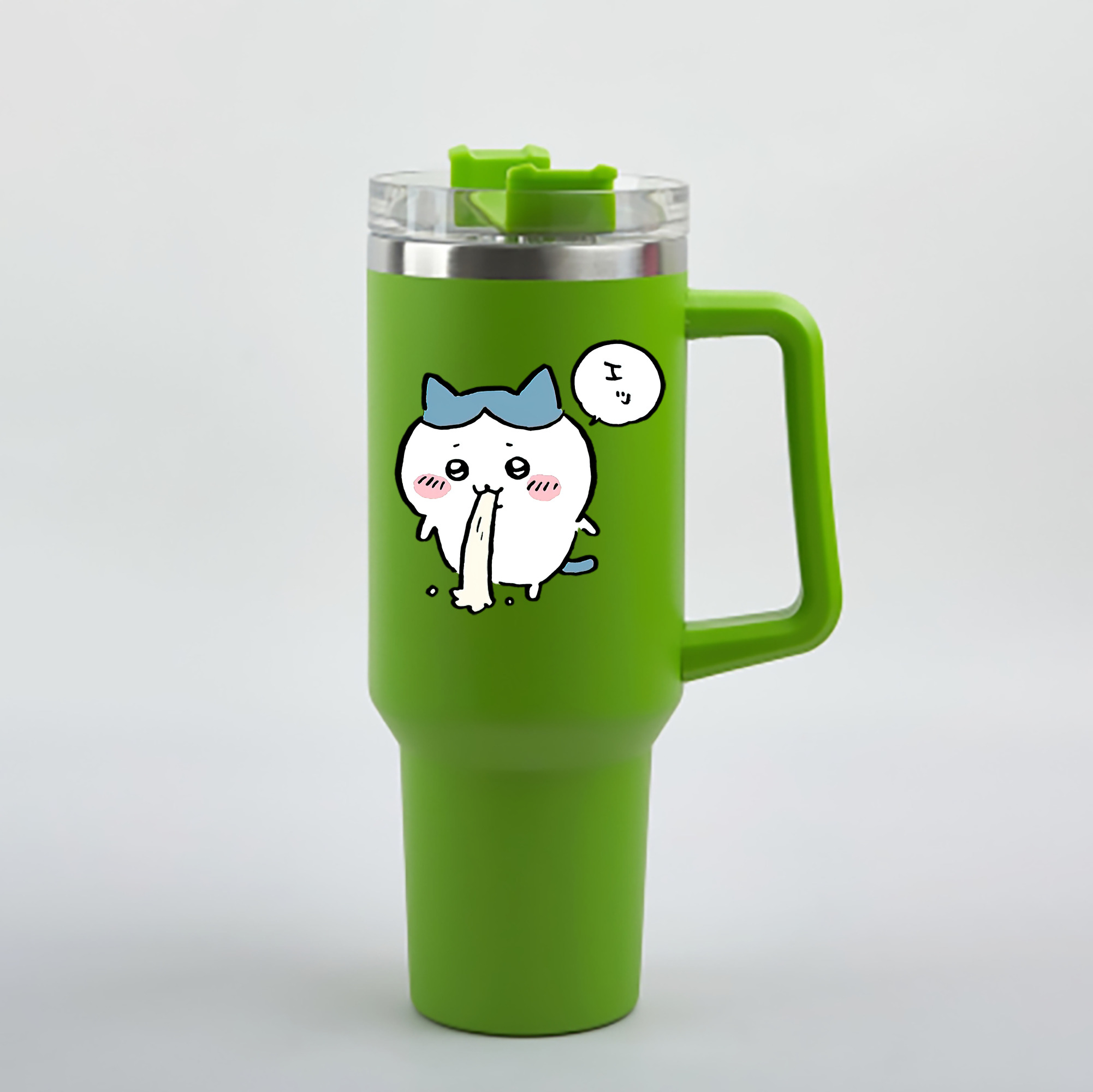 （画像用） ちいかわ ハチワレ Chii-kawa hachiware 1200mL車用タンブラー - クリスタルステッカー（プラスチックストロー付き）
